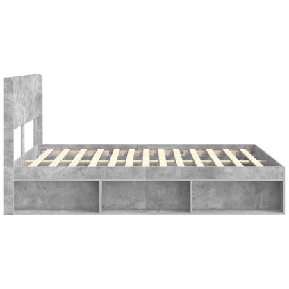 vidaXL Bed Frame with Storage and Headboard Concrete Grey 120 x 190 cm