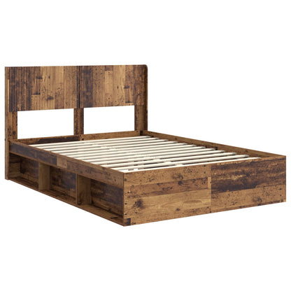 vidaXL Bed Frame with Storage and Headboard Old Wood 120 x 190 cm