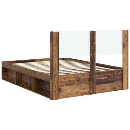 vidaXL Bed Frame with Storage and Headboard Old Wood 120 x 190 cm