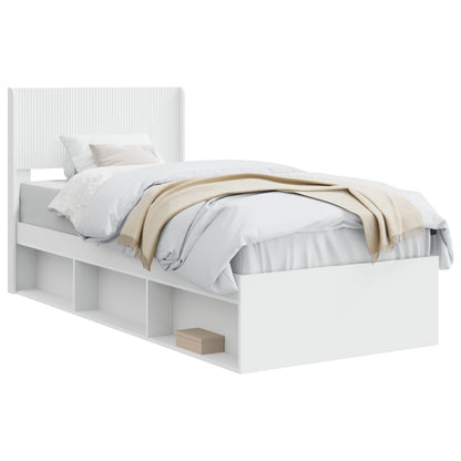 vidaXL Bed Frame with Storage and Headboard White 100 x 200 cm