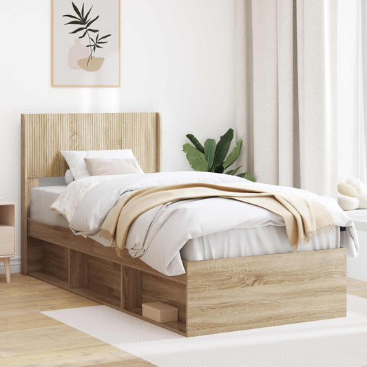 vidaXL Bed Frame with Storage and Headboard Sonoma Oak 100 x 200 cm