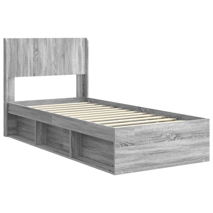 vidaXL Bed Frame with Storage and Headboard Grey Sonoma 100 x 200 cm