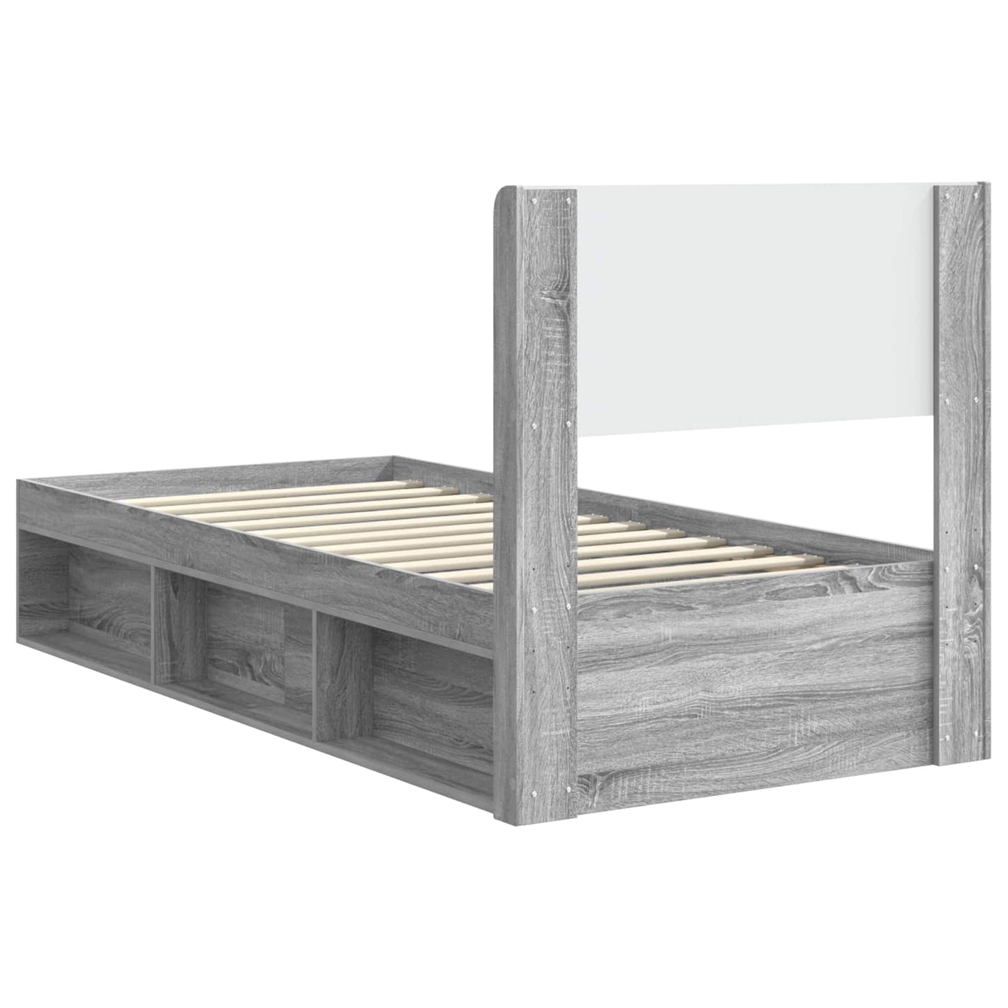 vidaXL Bed Frame with Storage and Headboard Grey Sonoma 100 x 200 cm