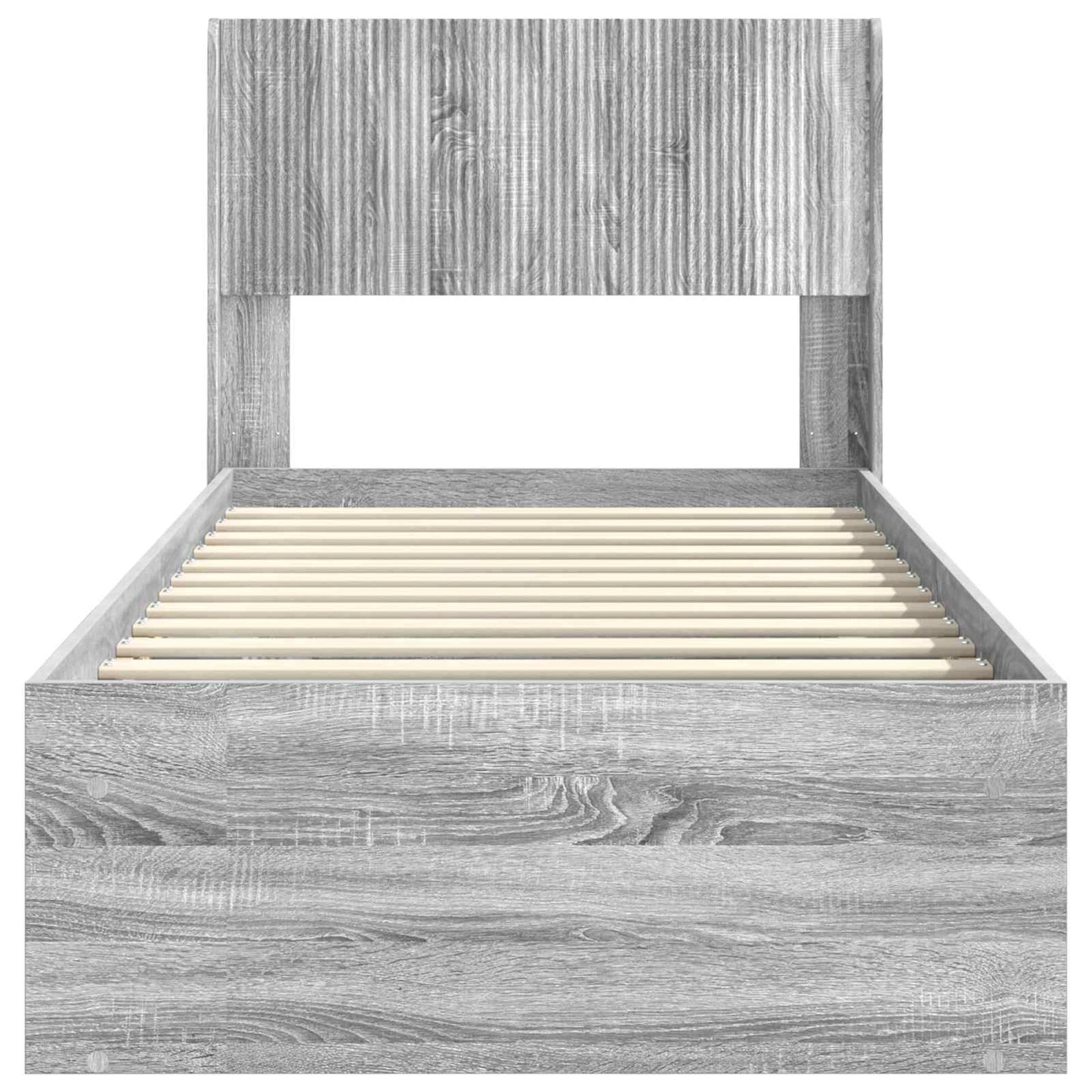 vidaXL Bed Frame with Storage and Headboard Grey Sonoma 100 x 200 cm