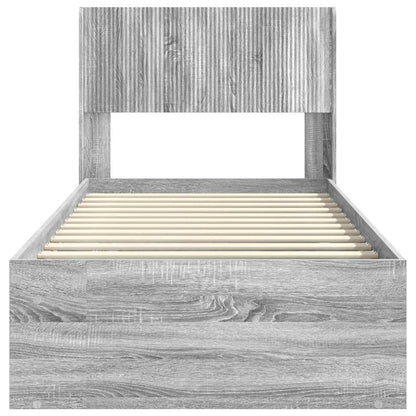 vidaXL Bed Frame with Storage and Headboard Grey Sonoma 100 x 200 cm