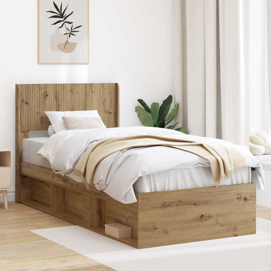vidaXL Bed Frame with Storage and Headboard Artisan Oak 100 x 200 cm