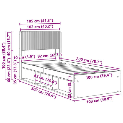 vidaXL Bed Frame with Storage and Headboard Artisan Oak 100 x 200 cm