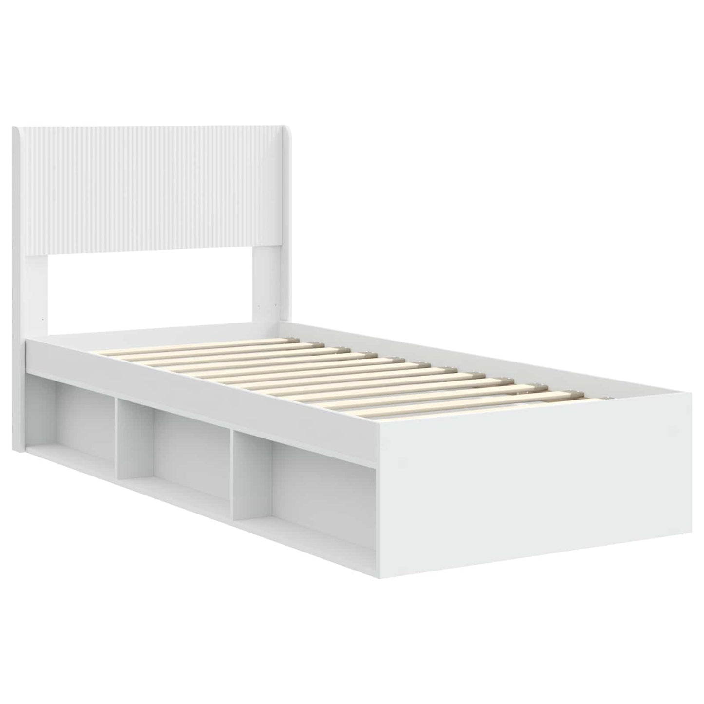vidaXL Bed Frame with Storage and Headboard White 90 x 200 cm