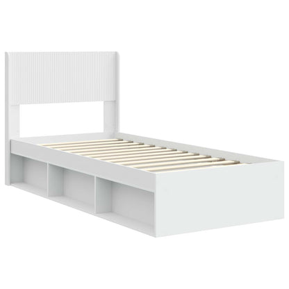 vidaXL Bed Frame with Storage and Headboard White 90 x 200 cm