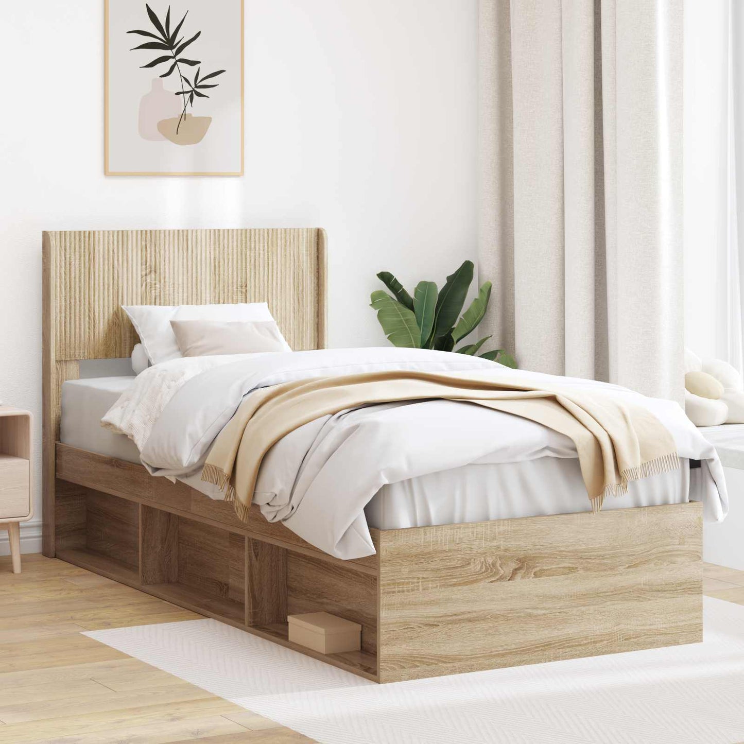 vidaXL Bed Frame with Storage and Headboard 3 pcs Engineered Wood