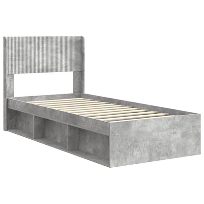 vidaXL Bed Frame with Storage and Headboard Concrete Grey 90 x 200 cm
