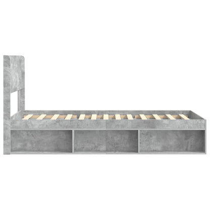 vidaXL Bed Frame with Storage and Headboard Concrete Grey 90 x 200 cm