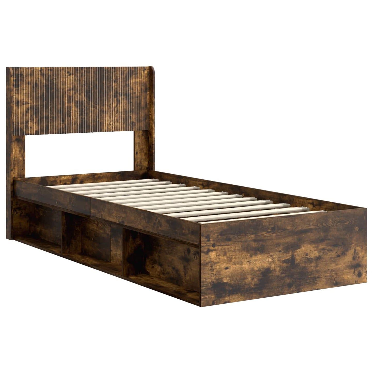 vidaXL Bed Frame with Storage and Headboard Smoked Oak 90 x 200 cm