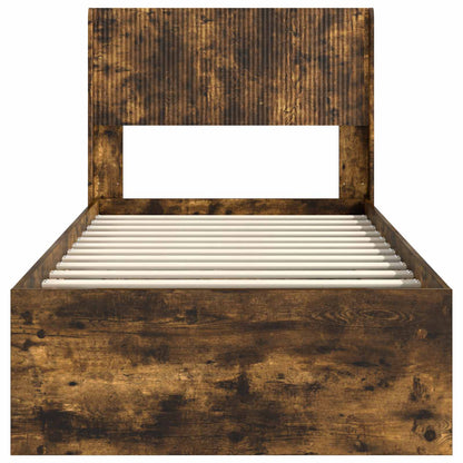vidaXL Bed Frame with Storage and Headboard Smoked Oak 90 x 200 cm
