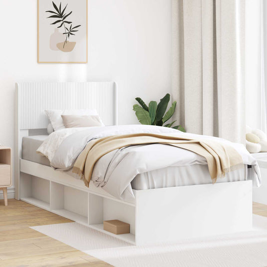 vidaXL Bed Frame with Storage and Headboard White 90 x 200 cm