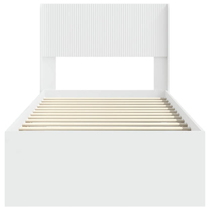 vidaXL Bed Frame with Storage and Headboard White 90 x 200 cm