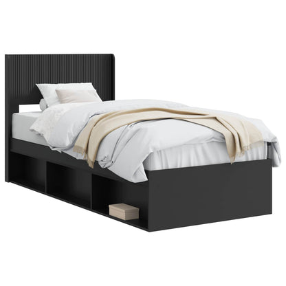 vidaXL Bed Frame with Storage and Headboard Black 90 x 190 cm