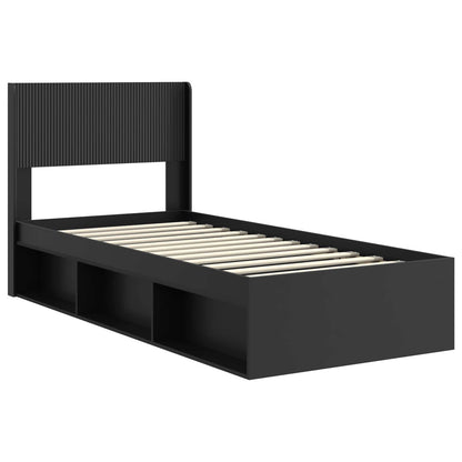 vidaXL Bed Frame with Storage and Headboard Black 90 x 190 cm