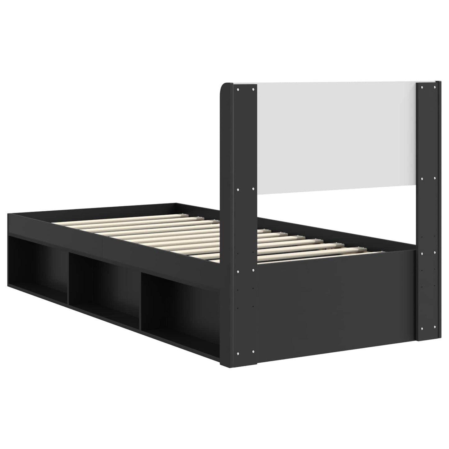 vidaXL Bed Frame with Storage and Headboard Black 90 x 190 cm