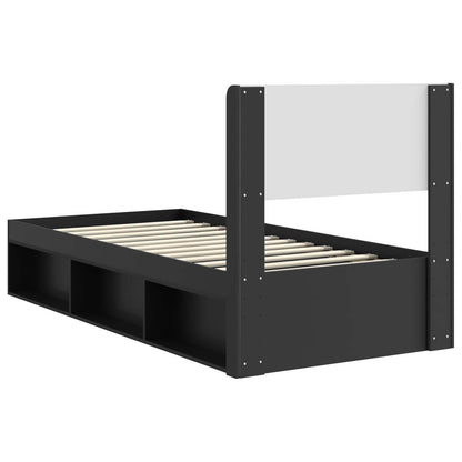 vidaXL Bed Frame with Storage and Headboard Black 90 x 190 cm
