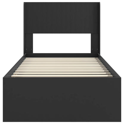 vidaXL Bed Frame with Storage and Headboard Black 90 x 190 cm