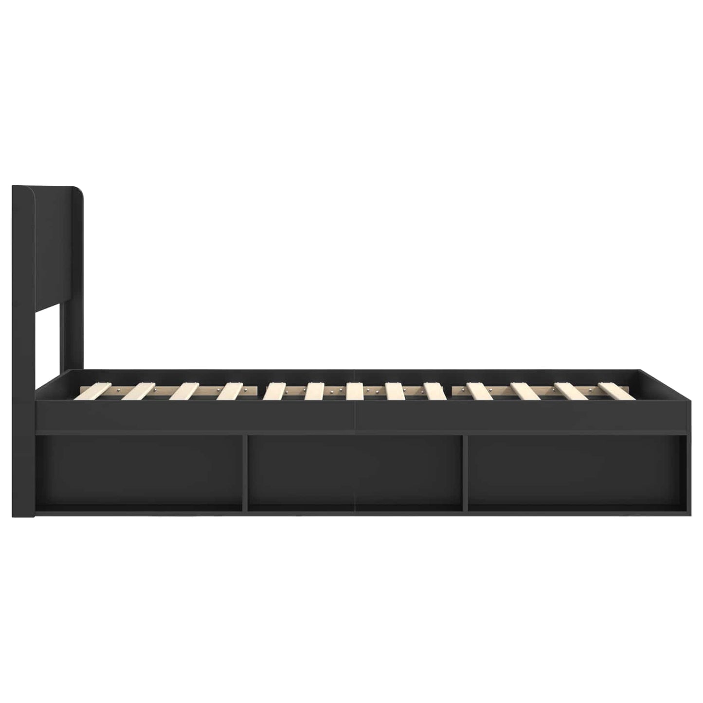 vidaXL Bed Frame with Storage and Headboard Black 90 x 190 cm