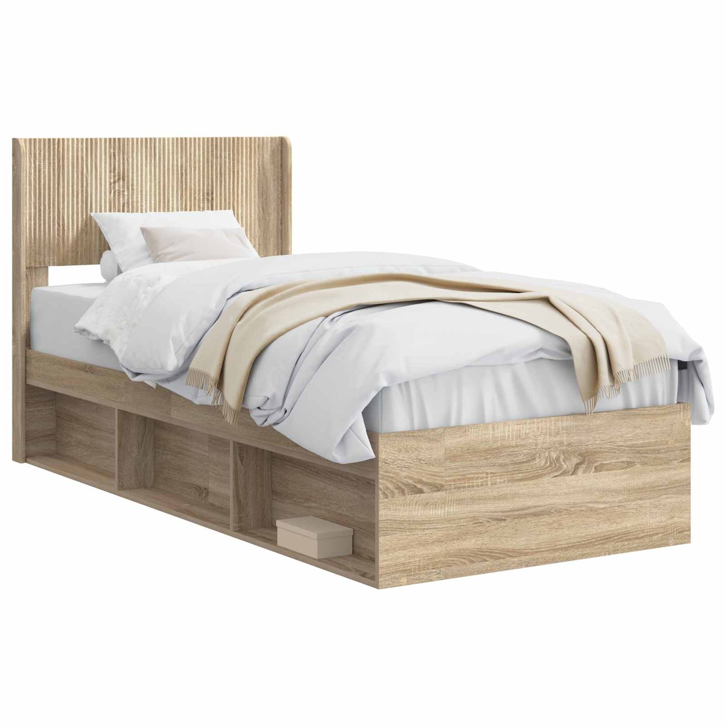 vidaXL Bed Frame with Storage and Headboard Sonoma Oak 90 x 190 cm