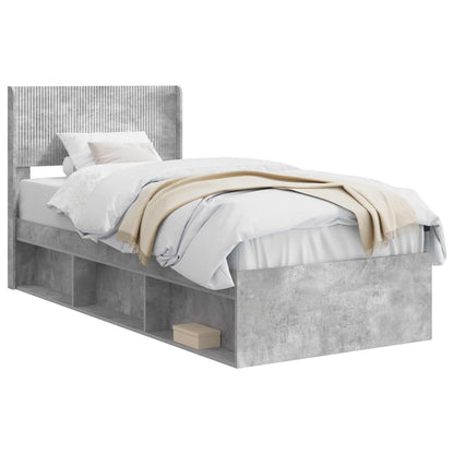 vidaXL Bed Frame with Storage and Headboard Concrete Grey 90 x 190 cm