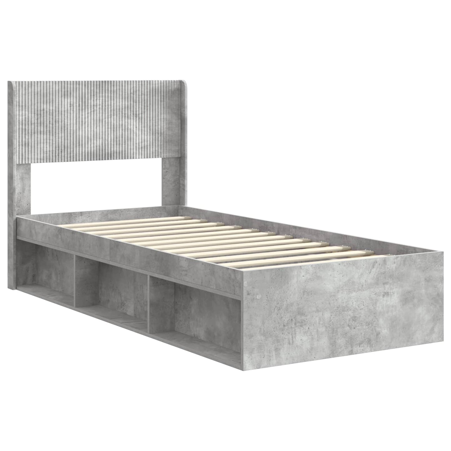 vidaXL Bed Frame with Storage and Headboard Concrete Grey 90 x 190 cm