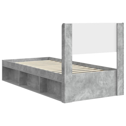 vidaXL Bed Frame with Storage and Headboard Concrete Grey 90 x 190 cm