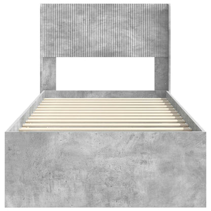 vidaXL Bed Frame with Storage and Headboard Concrete Grey 90 x 190 cm