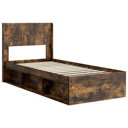vidaXL Bed Frame with Storage and Headboard Smoked Oak 90 x 190 cm