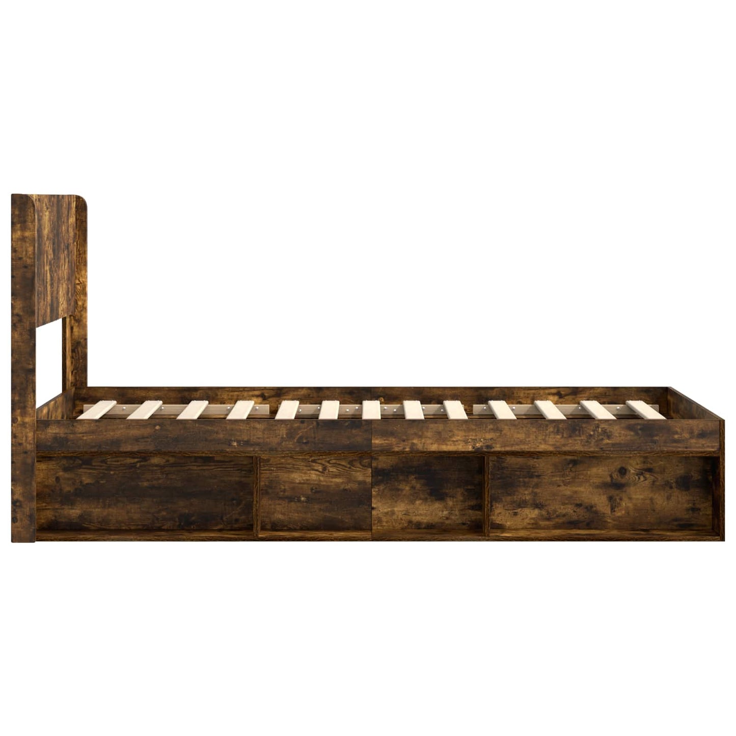 vidaXL Bed Frame with Storage and Headboard Smoked Oak 90 x 190 cm