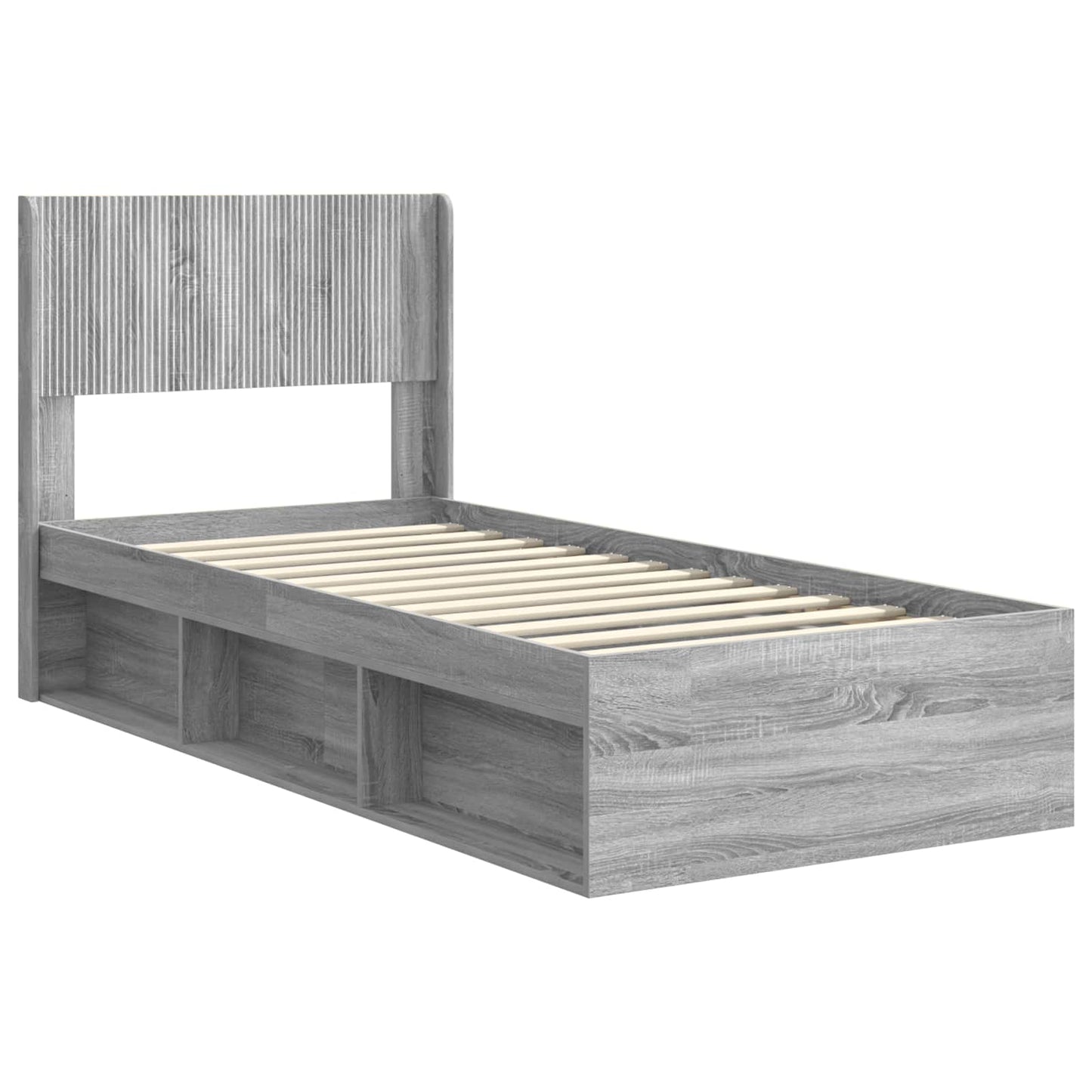 vidaXL Bed Frame with Storage and Headboard Grey Sonoma 90 x 190 cm