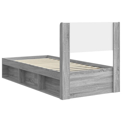 vidaXL Bed Frame with Storage and Headboard Grey Sonoma 90 x 190 cm