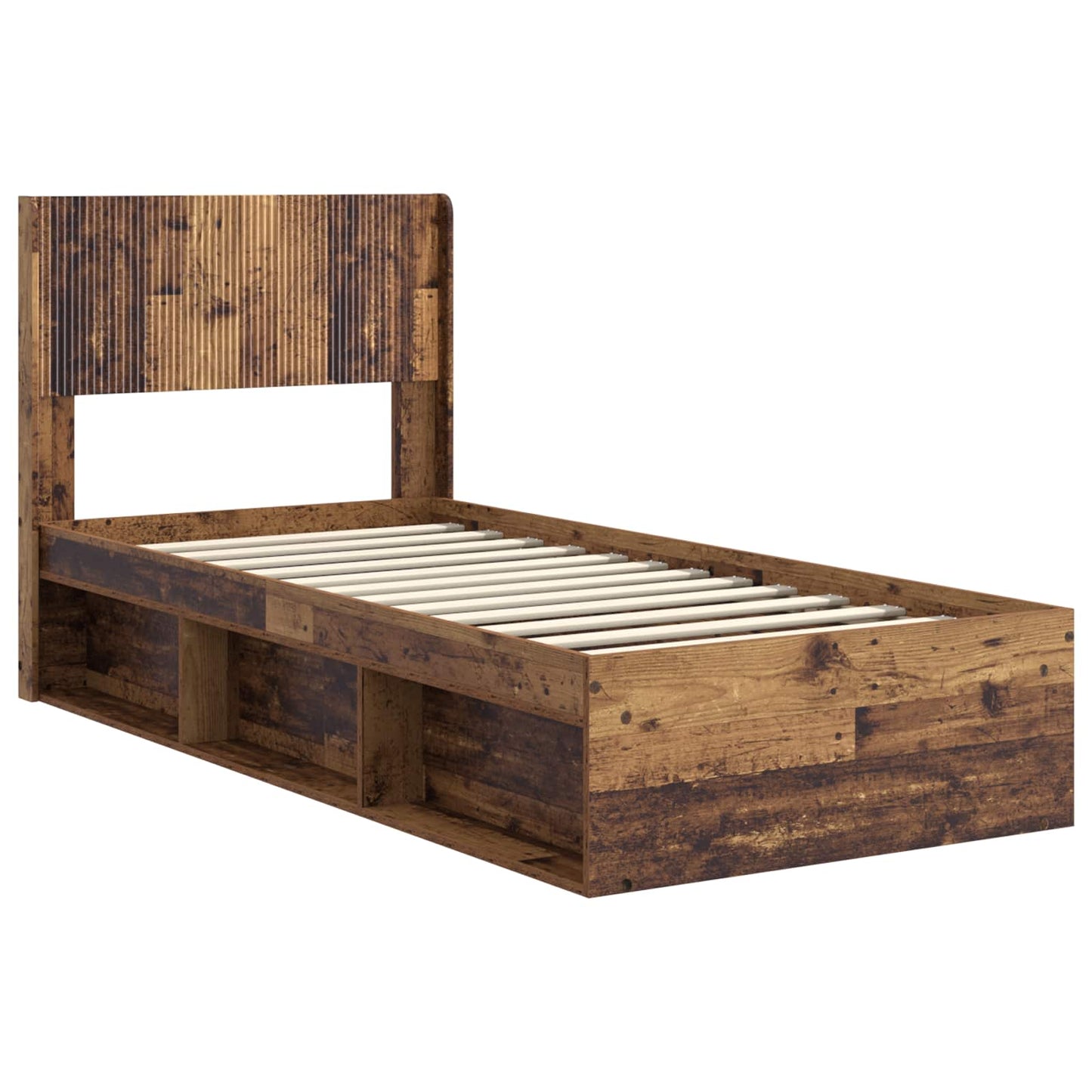 vidaXL Bed Frame with Storage and Headboard Old Wood 90 x 190 cm