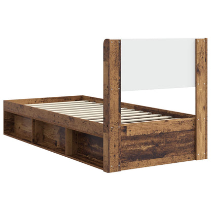 vidaXL Bed Frame with Storage and Headboard Old Wood 90 x 190 cm