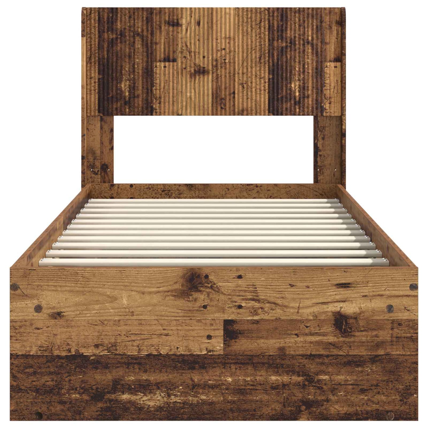 vidaXL Bed Frame with Storage and Headboard Old Wood 90 x 190 cm