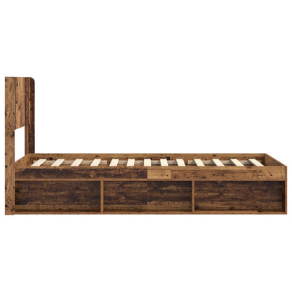 vidaXL Bed Frame with Storage and Headboard Old Wood 90 x 190 cm