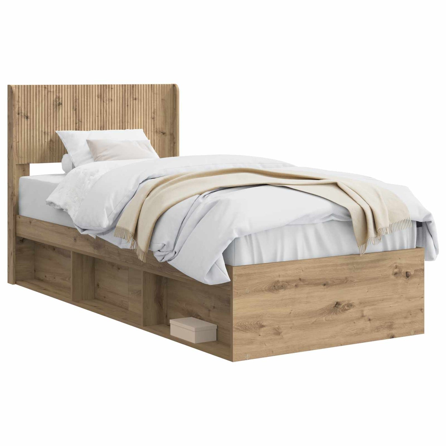vidaXL Bed Frame with Storage and Headboard Artisan Oak 90 x 190 cm