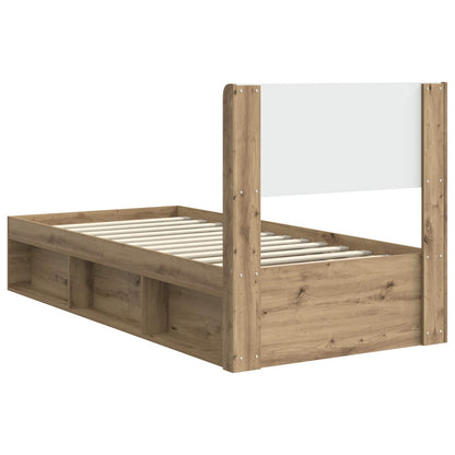 vidaXL Bed Frame with Storage and Headboard Artisan Oak 90 x 190 cm