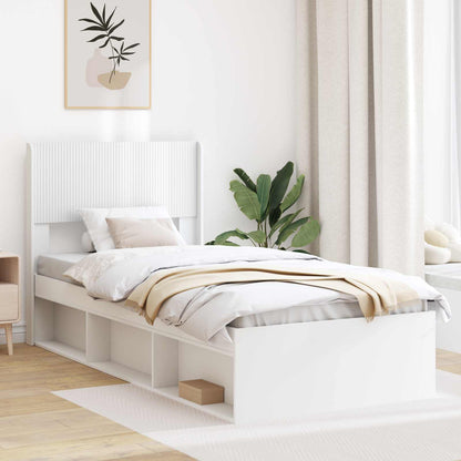 vidaXL Bed Frame with Storage and Headboard White 75 x 190 cm
