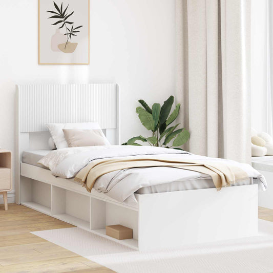 vidaXL Bed Frame with Storage and Headboard White 75 x 190 cm