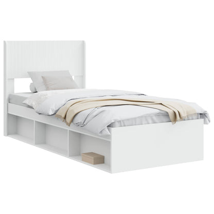vidaXL Bed Frame with Storage and Headboard White 75 x 190 cm