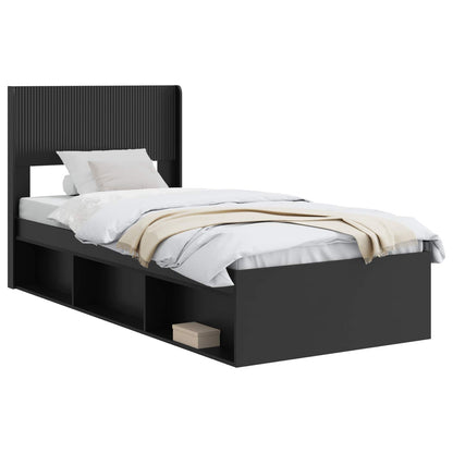 vidaXL Bed Frame with Storage and Headboard Black 75 x 190 cm