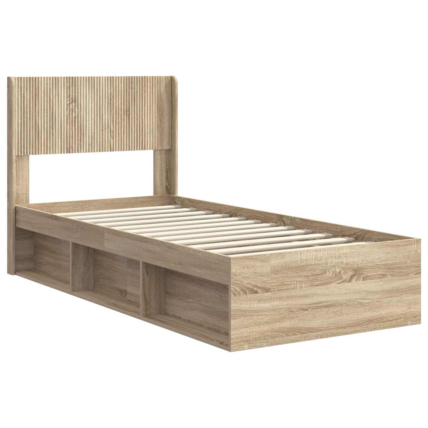 vidaXL Bed Frame with Storage and Headboard Sonoma Oak 75 x 190 cm