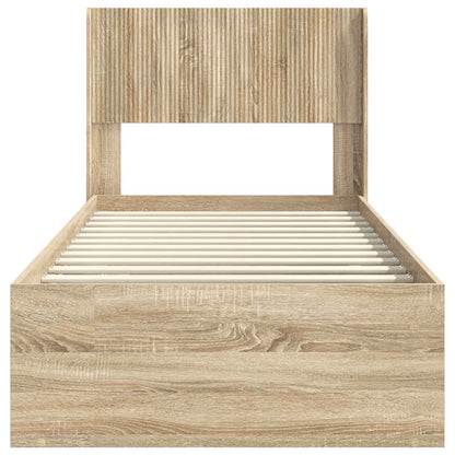 vidaXL Bed Frame with Storage and Headboard Sonoma Oak 75 x 190 cm
