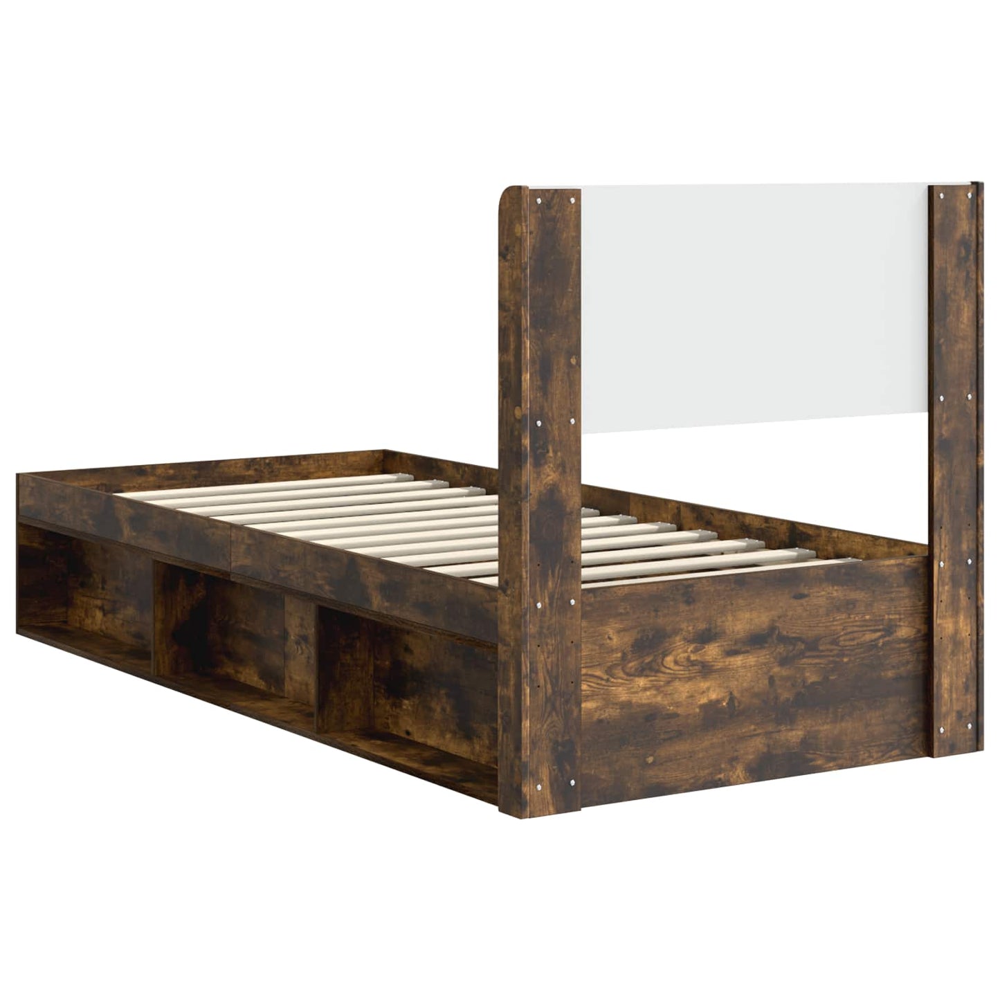 vidaXL Bed Frame with Storage and Headboard Smoked Oak 75 x 190 cm