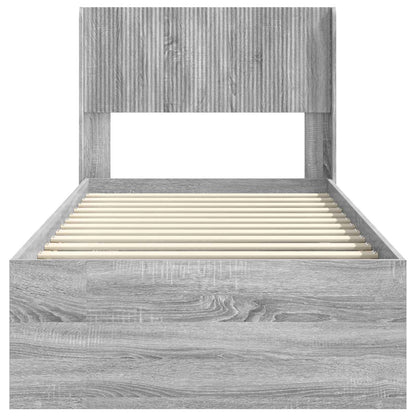 vidaXL Bed Frame with Storage and Headboard Grey Sonoma 75 x 190 cm