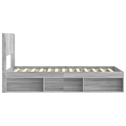 vidaXL Bed Frame with Storage and Headboard Grey Sonoma 75 x 190 cm